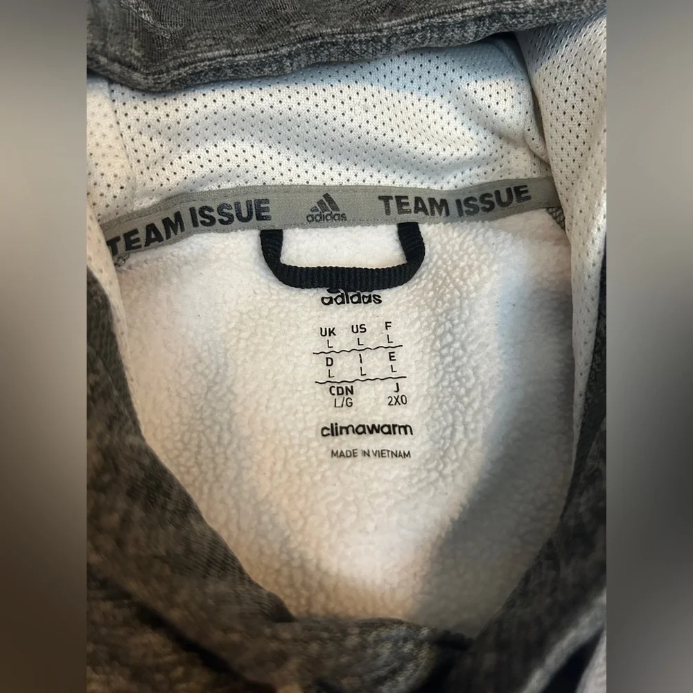 Adidas Climawarm Gray and White Raglan Hoodie Sweatshirt